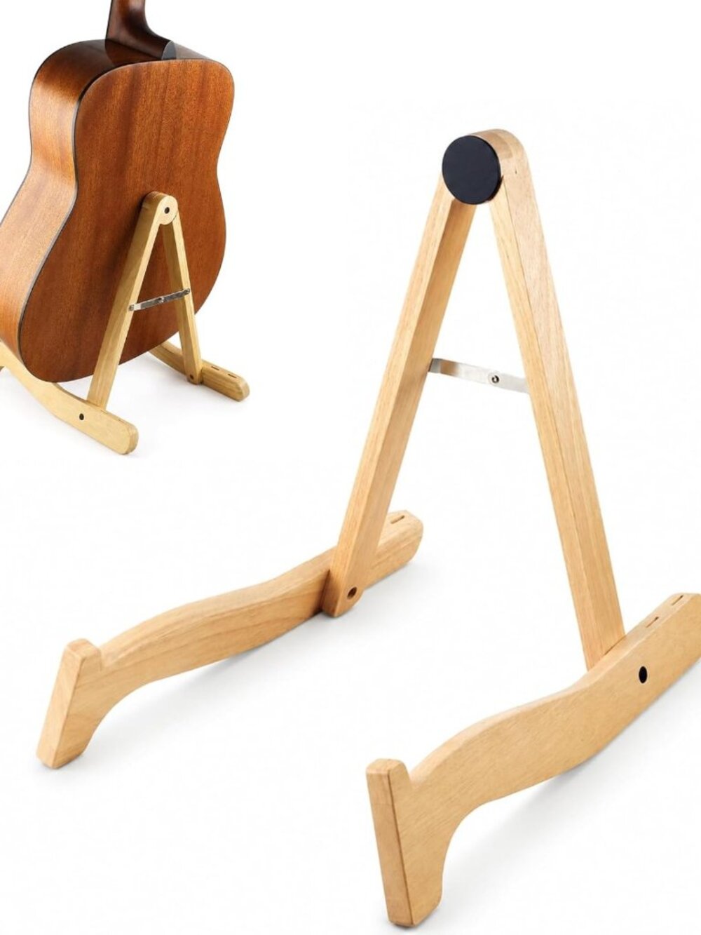 Portable Wooden A-Frame Guitar Stand | No-Slip Padded Holder for Electric